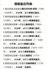 ​清朝16位皇后列表图：首任皇后为哲哲，末任皇后为婉容